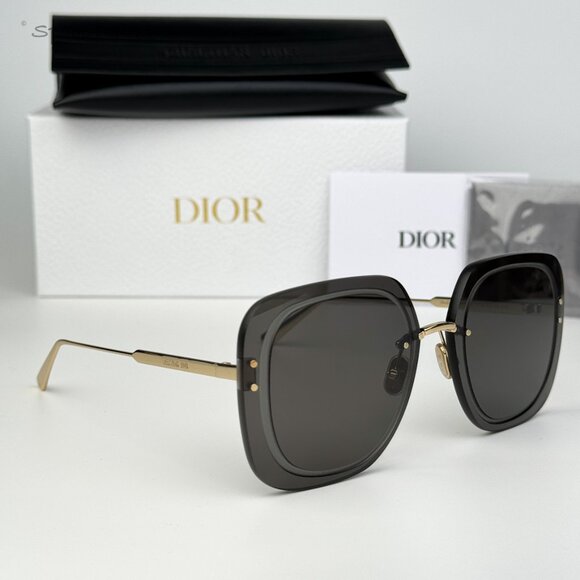 Dior Women Sunglasses Gold Smoke Square Oversized ULTRADIOR SU B0A0 BRAND NEW - Picture 4 of 12